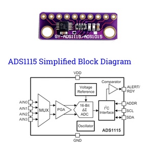 DIYmall orijinal GY-ADS1115 süper Mini ADC modülü 16-Bit 4 kanal I2C Analog dijital dönüştürücü kesme panosu arduino için