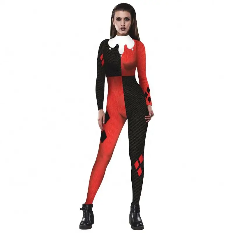 Bán Sỉ Quần Áo Nữ Trang Phục Hóa Trang Halloween Harley Quinn Phim Joker Suicide Squad In Màu Đen & Đỏ Xu Hướng Mới