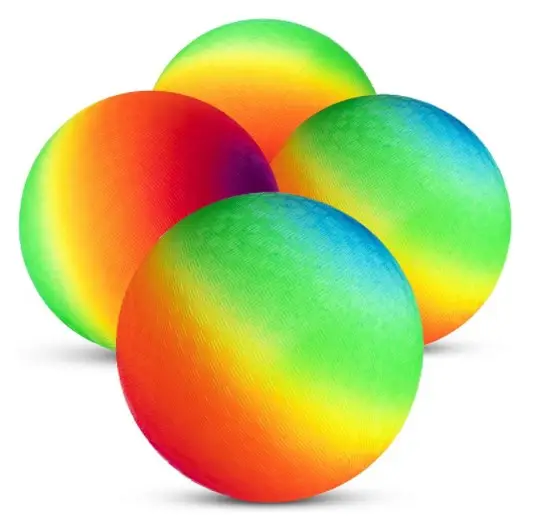 Aangepaste Opblaasbare Spel Bal Bounce Speeltuin Ballen Regenboog Gekleurde Rubber Stuiterende Ballen Met Pomp Voor Kids