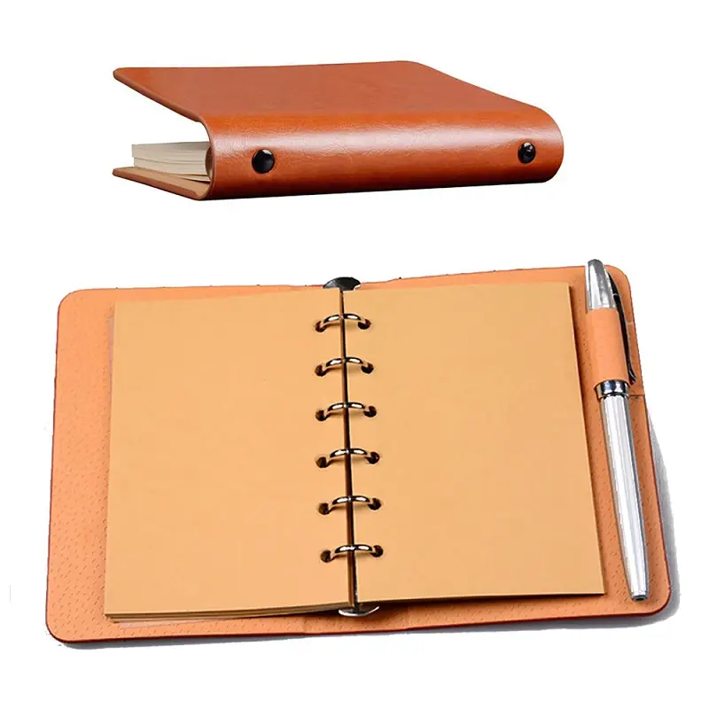 Pocket PU cover quaderno in pelle ricaricabile blocco note jotter binder organizer personale sketchbook copertina rigida A7 cute diary planner