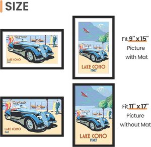 11x17 Picture <strong>Frame</strong> Set of 5 Canvas Wall Gallery Photo <strong>Frames</strong> Display 9x15 Pictures with 11x17 Mat Black for Home Use - Product Image 5