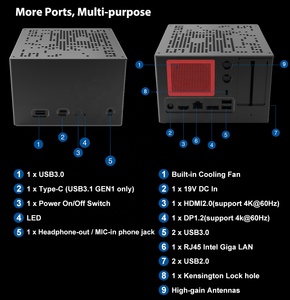 MiniTree DIY oyun PC çekirdek 10th I9 10900T 2 * görüntüler 4k 3 * USB3.0 2 * USB2.0 destek 11th Gen çekirdek Celeron Pentium CPU Win10 Linux - Product Image 2