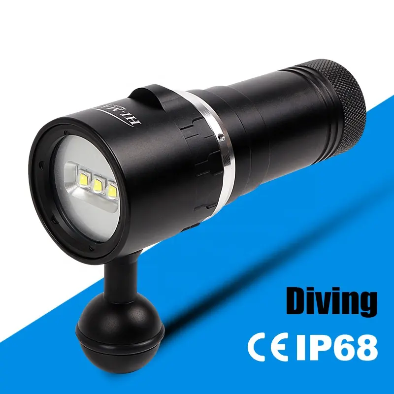 Lampe de poche Rechargeable sous-marine ip68, 2000lm, torche de plongée vidéo, lampe de poche Led