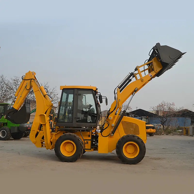 Fabriek Directe Verkoop Tweetable Compacte 4X4 Wiel Mini Backhoe Loader Graafmachine Met Vierwielaandrijving