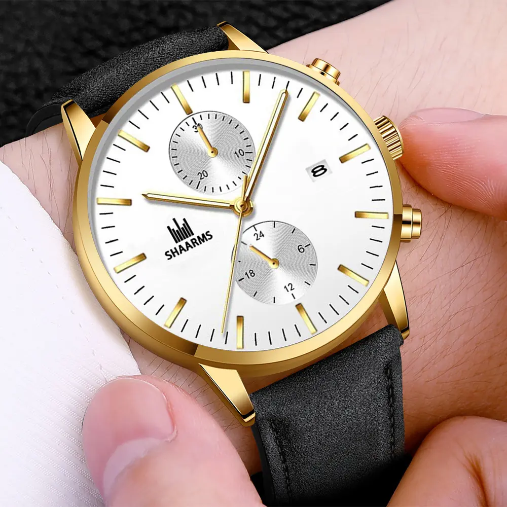 Reloj de pulsera de cuarzo para hombre, cronógrafo informal, sencillo, a la moda, de negocios, con correa, nuevo