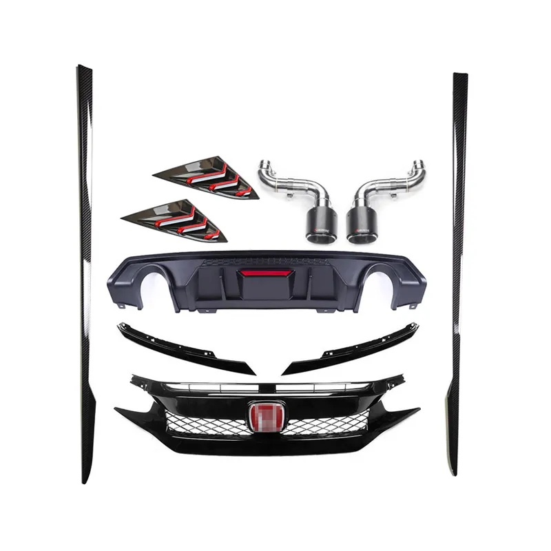 Utilizzare per Hon da Civic 10th Gen 2019 Bodykit Surround anteriore e posteriore Lip Car Grill gonna laterale ala posteriore Wrap angolo specchietto retrovisore