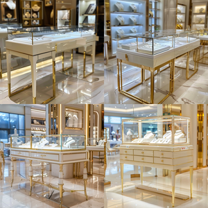 现代豪华高品质金属玻璃珠宝店展示木柜台珠宝展示柜展示柜 - Product Image 6