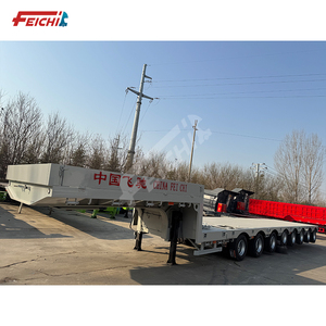 热卖飞驰<span class=keywords><strong>8</strong></span>轴80-100吨低床半挂车卡车拖车，用于重型设备运输