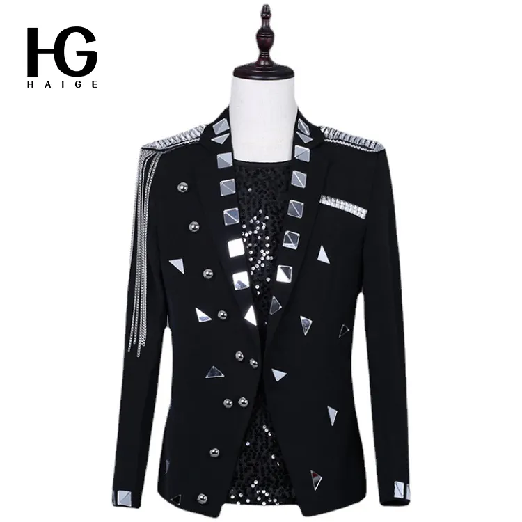 Custom Men's Lens Slim Shiny Sequins Blazers Suits Party Black Rhinestone Sparkling Wedding Performance Dress Men Suit Coat