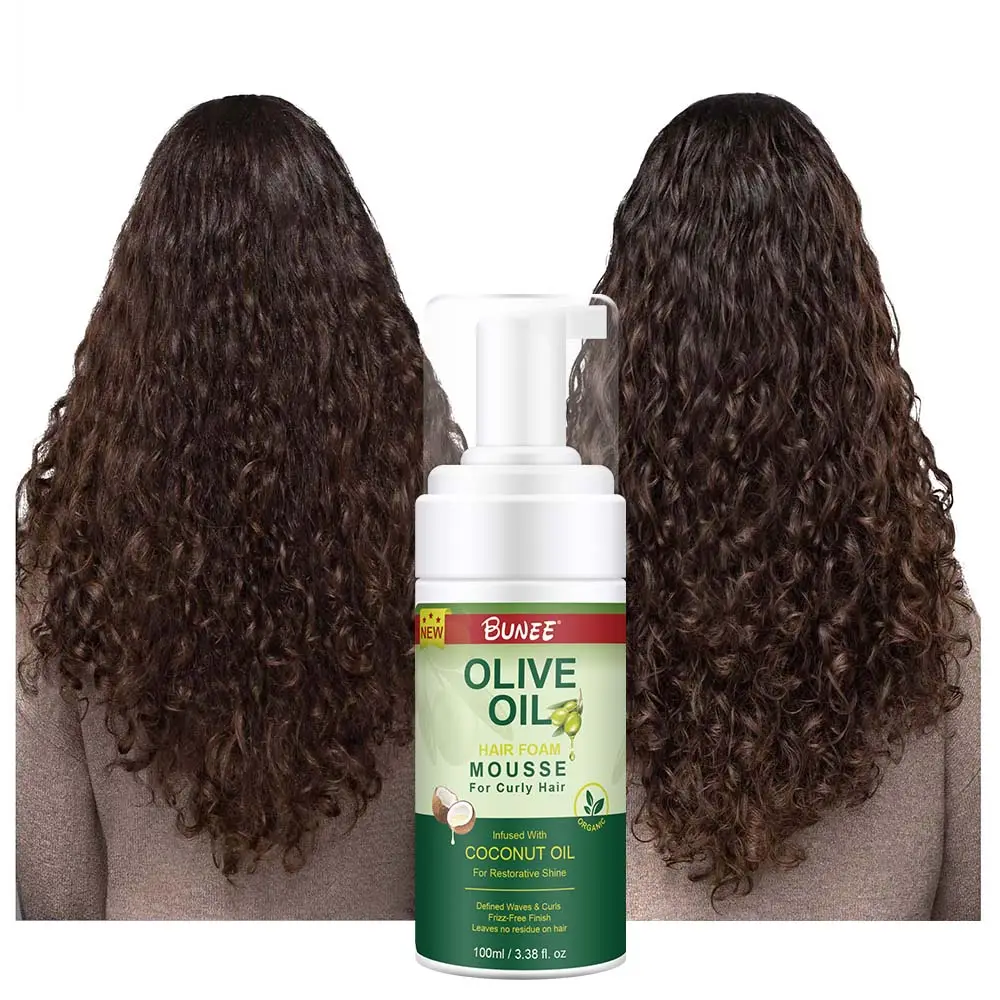 Schlussprodukte Olivenöl-Haarstyling-Mousse Lockenhaarstyling feuchtigkeitsspendende Lockenstyling nachhaltiger Anti-Frozen-Mousse
