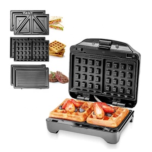 Mini không dính điện sản xuất bánh sandwich xoay máy ăn sáng có thể thay đổi tấm nhôm Waffle <span class=keywords><strong>maker</strong></span> tấm - Product Image 1