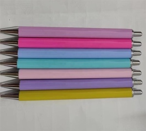 定制标志点击闪光树脂环氧预闪光圆珠笔金属DIY工艺礼品免费钻石笔夹促销笔