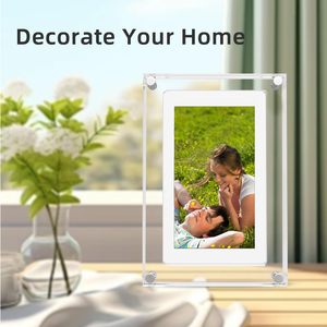 Оптовая Продажа с фабрики, индивидуальная цифровая фоторамка с Wi-Fi, цифровая фоторамка с движением, видео и фото, прозрачная акриловая цифровая фоторамка - Product Image 3