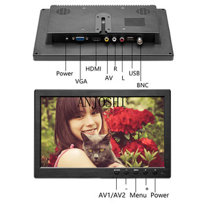Monitor de coche de 10,1 pulgadas con entrada HD y MI VGA AV BNC para TV, PC, pantalla LCD a Color, cámara de respaldo para coche, sistema de seguridad para el hogar