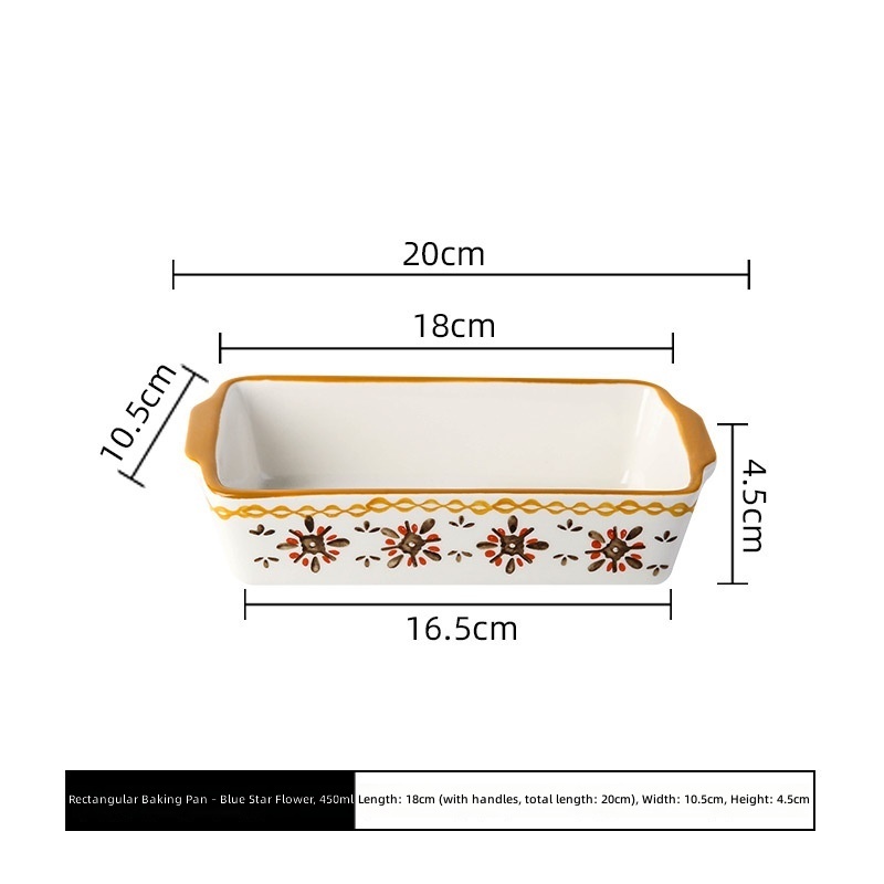 Blue star flower rectangular baking pan