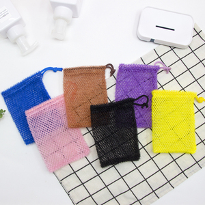 6 warna nilon Afrika tas sabun pembersih tas untuk sabun Bar dengan penutup tali serut kantong jala untuk pengelupasan - Product Image 1