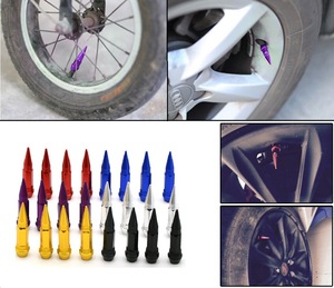 オート一般的なポイントバルブキャップ個性修正点付きバルブノズル軽量カーカラー修正タイヤバルブキャップ4個入り - Product Image 6