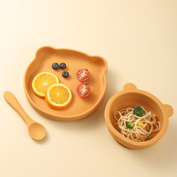 Bear plate bowl spoon-sunset yellow