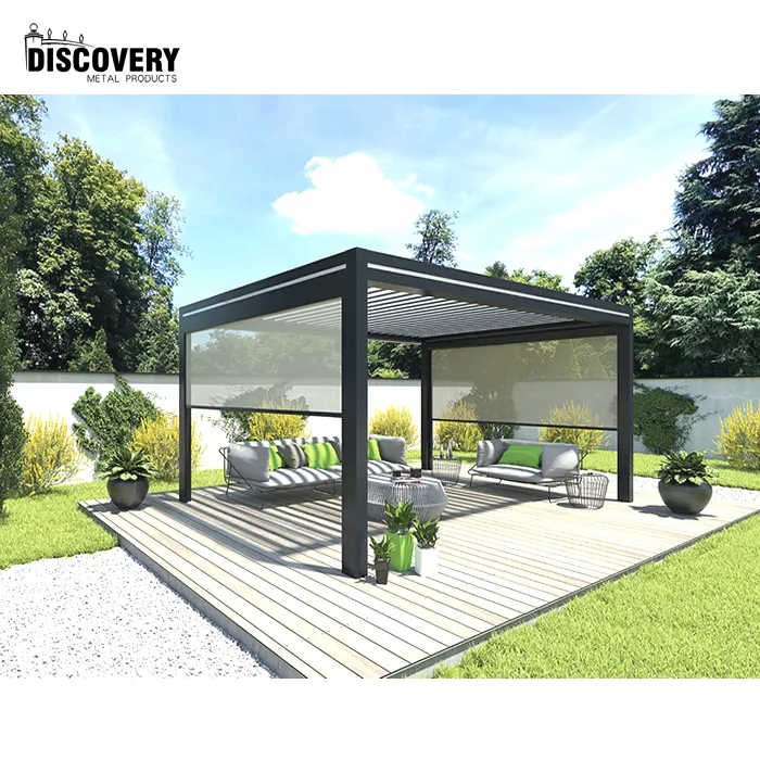 Nuevo diseño, pérgola de jardín, 3x4m, techo de lumbrera, sistemas de pérgola de aluminio, pérgola de aluminio moderna para exteriores