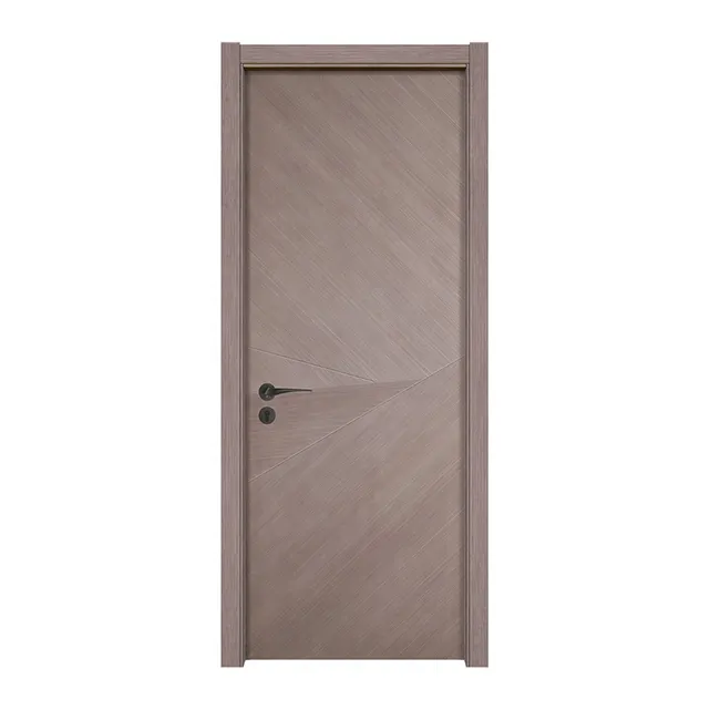 Elegante Puerta de chapa de núcleo sólido interior empotrado moderno diseño de puerta de madera HDF puerta de madera para dormitorio