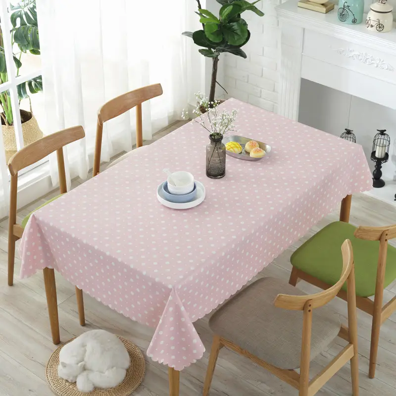 Conception Simple avec Polyester rose lin nappe tissu personnalisé blanc nappe en gros