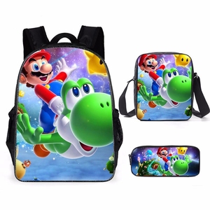 XRH yeni karikatür Mario Schoolbag 3 adet bir Set sırt çantası 3D baskı sırt çantası birincil ve ortaöğretim okulları için özelleştirilmiş - Product Image 3