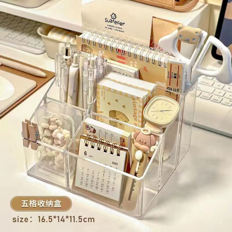 PET five-compartment storage box (transparent white)