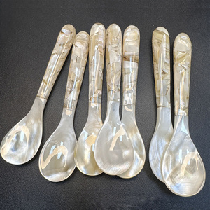 贝壳勺子和叉子，带亚克力手柄餐具套装，用于茶咖啡和水果，日常使用优雅设计 - Product Image 4