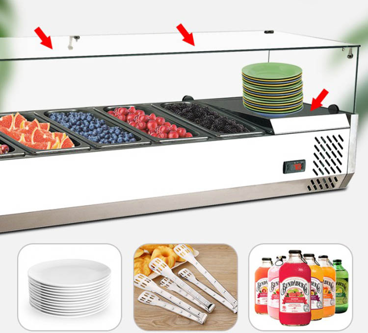 1200L Commercial salad bar counter display fridge refrigerator