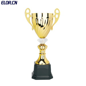 Elor Factoryカスタム子供スポーツイベント賞金メッキ金属ボウルサッカー賞トロフィーカッププラスチックベース付き
