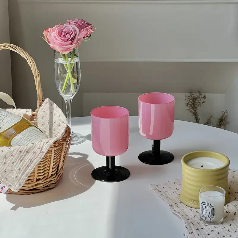 Calice di primavera rosa francese originale stile antico retrò bicchiere di vino rosso decorazione per la casa tazza di succo di vetro
