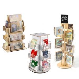 Drehbarer 3-stufiger hölzerner Ausstellungsständer 4-seitiges Ausstellungsregal 360-Grad-drehbarer Ausstellungsständer für Uferkleber Aufkleber Einzelhandel - Product Image 1