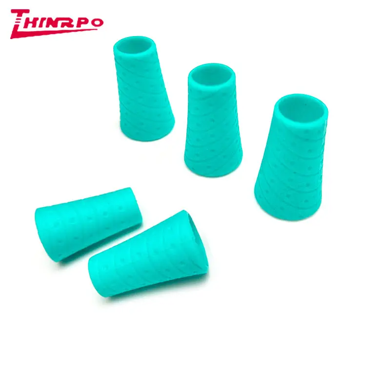 Empuñaduras de goma coloridas para la yema del dedo empuñaduras de pluma de goma de silicona personalizadas finas/cubierta de pluma para niños