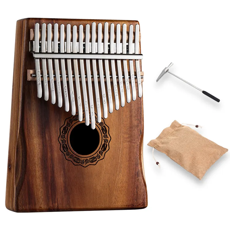 Hluru-Instrumentos musicales Kalimba, 17 teclas, Pulgar de nogal, Piano cuadrado, Agujero medio, KD17-Koa