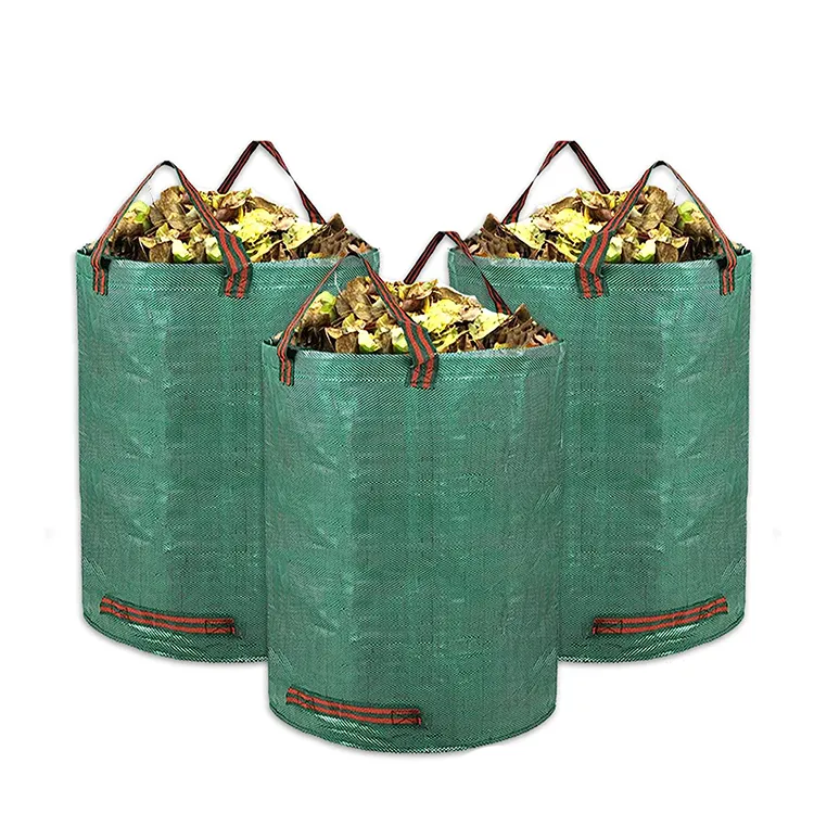 Saco de jardinagem reutilizável, 50l 60l 100l120l 160l saco de jardinagem reutilizável saco de lixo de folha lixo resistente para o jardim