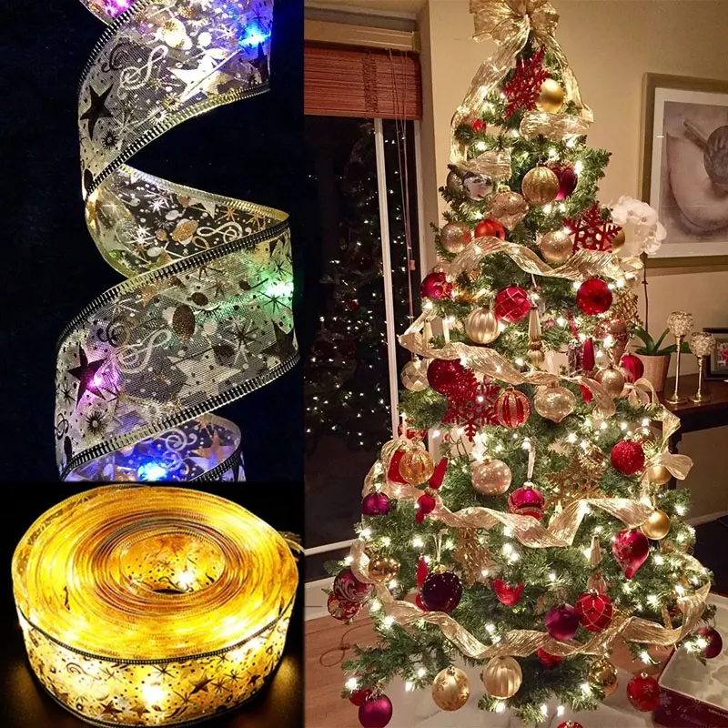 LED dize ışıkları yılbaşı ağacı süsleri dekorasyon kolye noel ağacı şerit