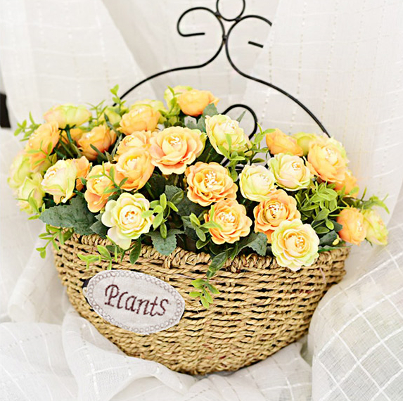 กระถางดอกไม้ฟางสานด้วยมือพร้อมกระถางต้นไม้พลาสติก - Product Image 6