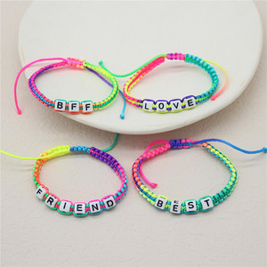 Brief Armband verstellbare elastische Seil handgemachte geflochtene Liebe/Bff/Best/Freund niedlichen Charme Schmuck Geschenk Armband