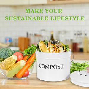 Kapak ve kolu ile Metal kompost Bin mutfak zanaat oturma kompostlama Bin gıda atık Composter Bin Cycler kova filtre ile - Product Image 3