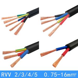 Cable de alimentación de instrucciones de varios núcleos RVV 2 3 4 5 núcleos 0,5 0,75 1 1,5 2,5 4 Cable revestido de 6mm Cable impermeable para mejoras del hogar