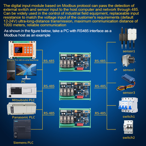 Huaqingjun 4-Channel <strong>RS485</strong> 232 Communication Relay Module <strong>RS485</strong> <strong>Modbus</strong> RTU DC24V IO Module for Sensor