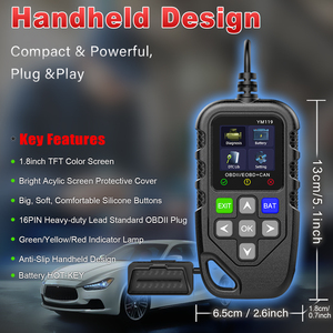 适用于所有汽车的全OBDII/EOBD CAN模式YM119 OBD II读码器扫描仪自动诊断工具适用于12v车辆 - Product Image 4
