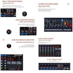 Mixer Audio professionale PA Power Stage 12 canali di stereo con USB/registrazione ingresso microfono a 4 gruppi Mixer multifunzionale