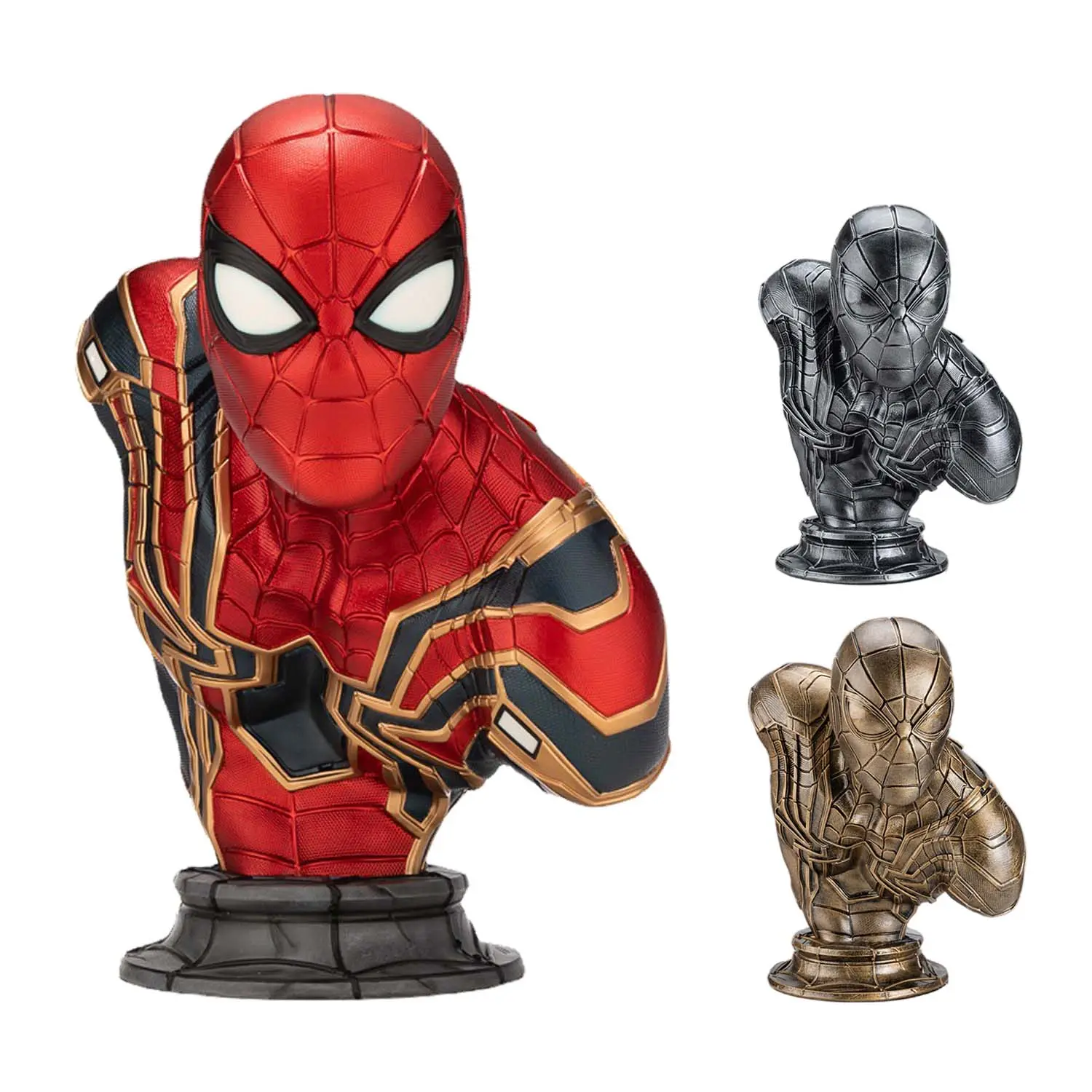 Artesanías de resina Marvel Avengers busto figura de acción Spider Man Iron Man modelo poliresina Spiderman busto escultura