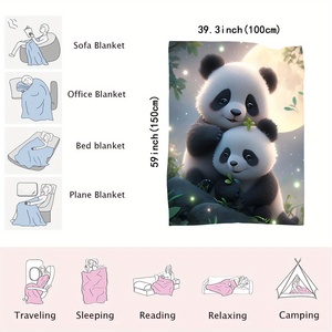 Cute <strong>Panda</strong> Print Flannel Blanket Soft Comfortable Multi-Purpose Custom Size Throw Blanket with Woven <strong>Pattern</strong> Sublimation Print - Product Image 5