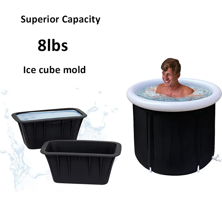 8lbs 3.6 litres en acier renforcé plongeant à froid grand moule à bloc de glace extra large en silicone pour bain de glace