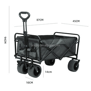 Chariot pliant d'extérieur pratique avec grandes roues Chariot de plage et de camping pliable et portable - Product Image 1