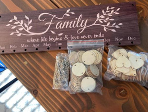 Mộc mạc DIY đánh bóng bằng gỗ treo Hội Đồng Quản trị sinh nhật kỷ niệm nhắc nhở với 100pcs gỗ thẻ gia đình lịch Hội Đồng Quản Trị - Product Image 6