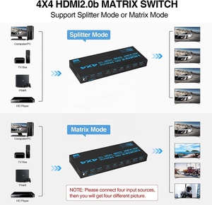 Unterstützt HDR HDCP 2.2 4K @ 60Hz HDMI 2.0 Matrix Switch 4 X4 mit EDID und Infrarot fernbedienung
