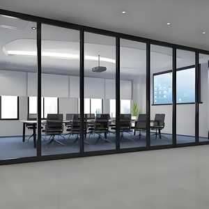 <strong>Modular</strong> Double Single Glazed Office Cabin Frame Stainless Steel Metal Curved Soundproof Frosted Glass <strong>Partition</strong> Wall <strong>System</strong> - Product Image 4